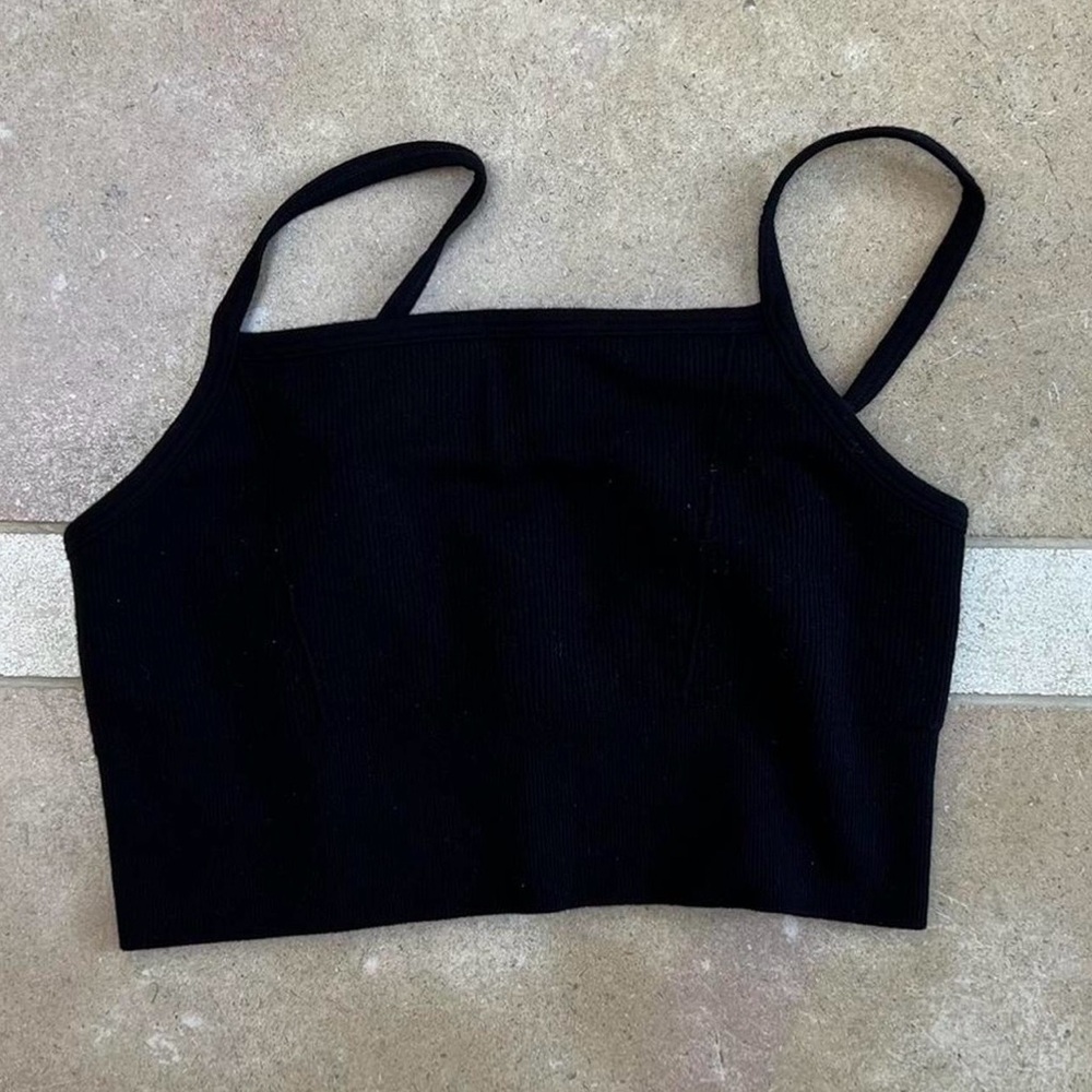 Fabletics Black Ribbed Crop Top